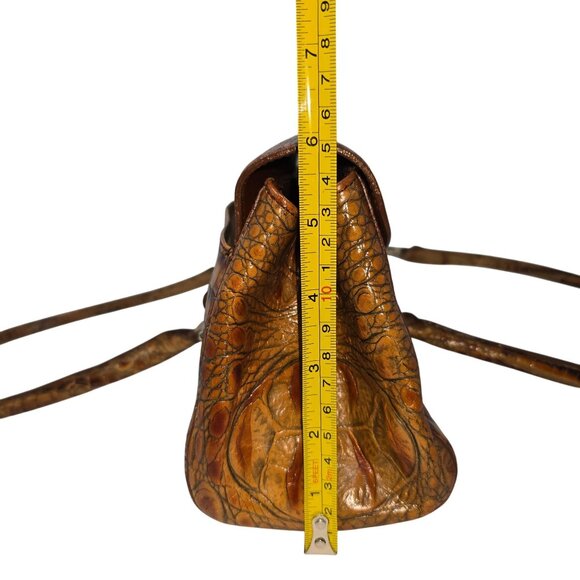 Vintage Brahmin Crocodile Embossed Shoulder Bag 14" Toasted Almond Handbag - Picture 12 of 16